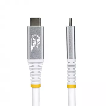 StarTech.com 1,5 m (5 jala) USB4-kaabel, 80 Gbit/s, USB-IF sertifitseeritud USB-C-kaabel, 240 W PD, 8K 120 Hz/4K 240 Hz DP2.1 DP80, TPE-ümbris, Thunderbolt 4 ühilduv – valge USB-C-juhe