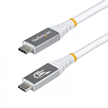 StarTech.com 1m (3 jalga) USB4-kaabel, 80 Gbit/s, USB-IF sertifitseeritud USB-C-kaabel, 240 W PD, 8K 120Hz/4K 240Hz DP2.1 DP80, TPE-kest, Thunderbolt 4-ga ühilduv – valge USB-C-juhe