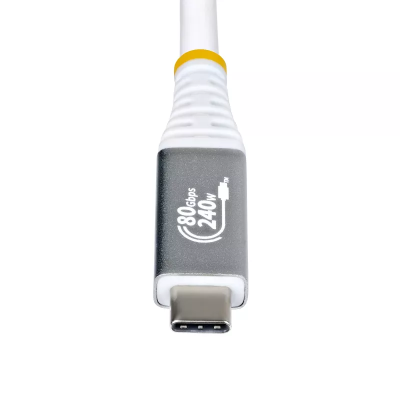StarTech.com 1m (3 jalga) USB4-kaabel, 80 Gbit/s, USB-IF sertifitseeritud USB-C-kaabel, 240 W PD, 8K 120Hz/4K 240Hz DP2.1 DP80, TPE-kest, Thunderbolt 4-ga ühilduv – valge USB-C-juhe