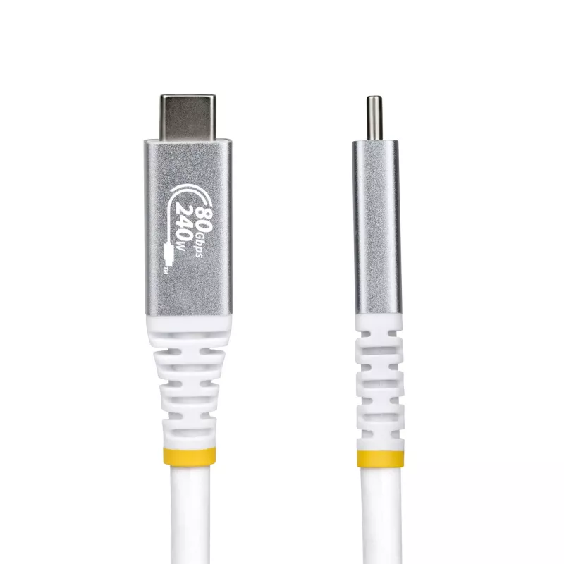 StarTech.com 50 cm (1,6 jalga) USB4 kaabel, 80 Gbps, USB-IF sertifitseeritud USB-C kaabel, 240 W PD, 8K 120 Hz / 4K 240 Hz DP2.1 DP80, TPE mantel, Thunderbolt 4 ühilduv – valge USB-C juhe