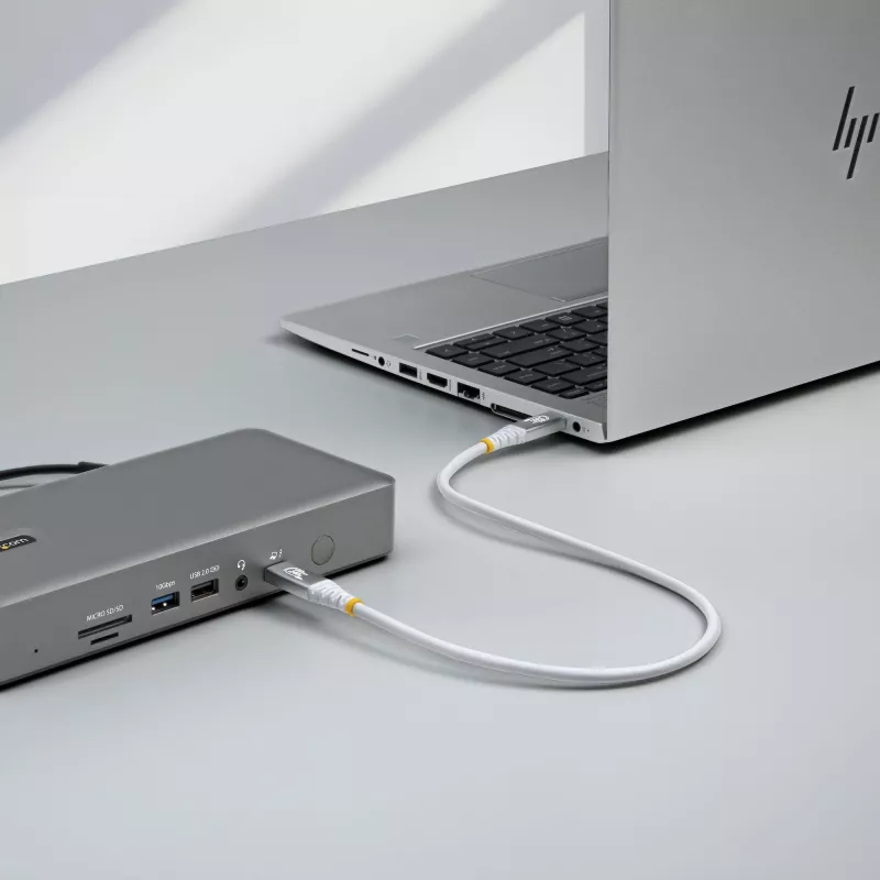 StarTech.com 50 cm (1,6 jalga) USB4 kaabel, 80 Gbps, USB-IF sertifitseeritud USB-C kaabel, 240 W PD, 8K 120 Hz / 4K 240 Hz DP2.1 DP80, TPE mantel, Thunderbolt 4 ühilduv – valge USB-C juhe