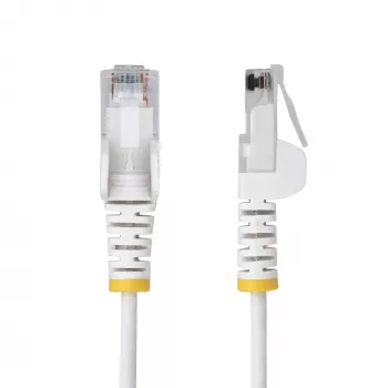 StarTech.com 25cm valge õhuke CAT6 Etherneti kaabel, tõmbevaba, 100W PoE, UTP, LSZH, 28AWG puhas vasktraat, õhuke RJ45 võrgukaabel tõmbetõkenditega, individuaalselt testitud