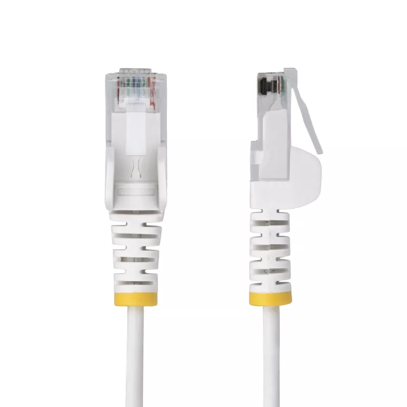 StarTech.com 25cm valge õhuke CAT6 Etherneti kaabel, tõmbevaba, 100W PoE, UTP, LSZH, 28AWG puhas vasktraat, õhuke RJ45 võrgukaabel tõmbetõkenditega, individuaalselt testitud