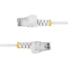 StarTech.com 25cm valge õhuke CAT6 Etherneti kaabel, tõmbevaba, 100W PoE, UTP, LSZH, 28AWG puhas vasktraat, õhuke RJ45 võrgukaabel tõmbetõkenditega, individuaalselt testitud