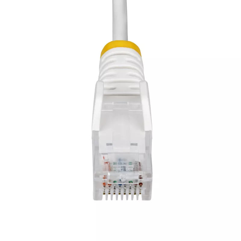StarTech.com 25cm valge õhuke CAT6 Etherneti kaabel, tõmbevaba, 100W PoE, UTP, LSZH, 28AWG puhas vasktraat, õhuke RJ45 võrgukaabel tõmbetõkenditega, individuaalselt testitud