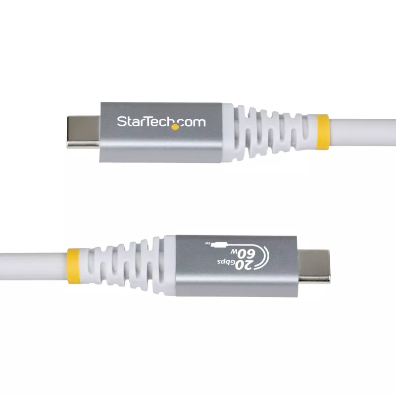 StarTech.com 3 m (10 jalga) USB4 kaabel, 20 Gbit/s, USB-IF sertifitseeritud USB-C kaabel, 60 W PD, 4K 120 Hz DP 1.4, TPE kate, valge USB-C juhe