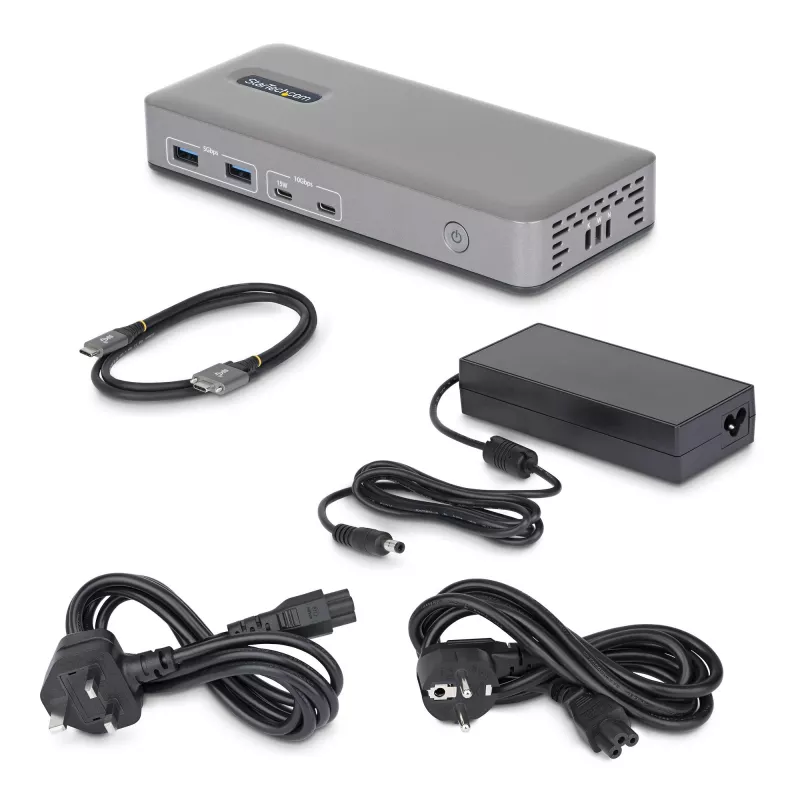 StarTech.com kahe monitoriga USB-C dokkimisjaam, HDMI, 4K 60 Hz, 100 W sülearvuti laadimine, 1GbE, draiverita, mitme monitori dokk Windowsile