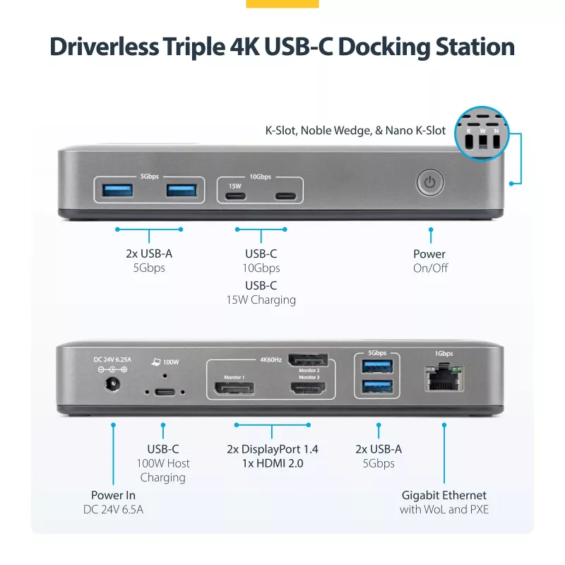 StarTech.com 199UE-USBC-DOCK sülearvuti dokk/pordireplikaator Juhtmega USB 3.2 Gen 2 (3.1 Gen 2) USB-C Hall