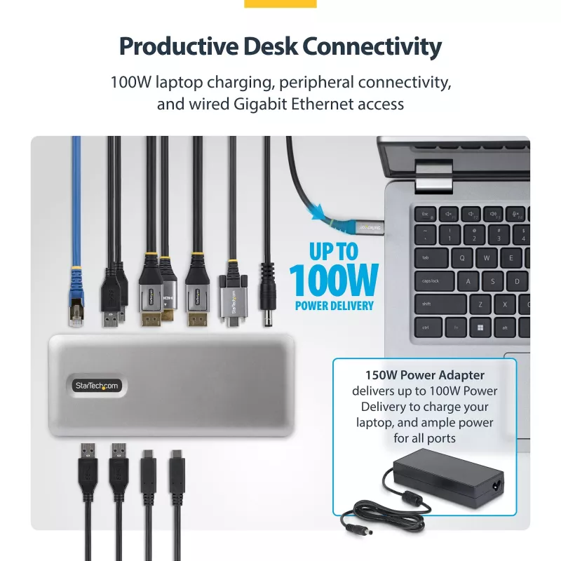 StarTech.com 199UE-USBC-DOCK sülearvuti dokk/pordireplikaator Juhtmega USB 3.2 Gen 2 (3.1 Gen 2) USB-C Hall