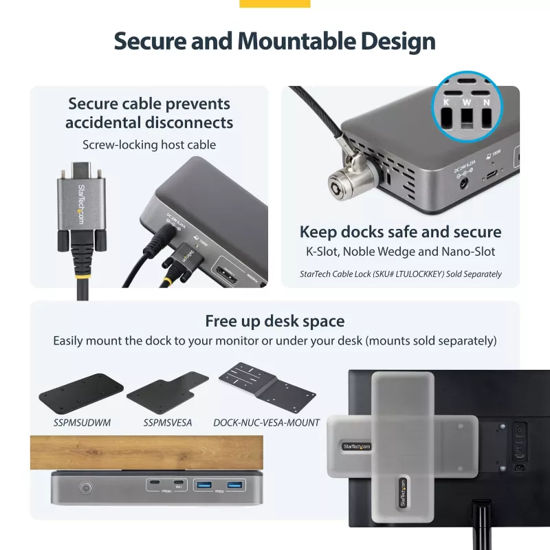 StarTech.com 199UE-USBC-DOCK sülearvuti dokk/pordireplikaator Juhtmega USB 3.2 Gen 2 (3.1 Gen 2) USB-C Hall