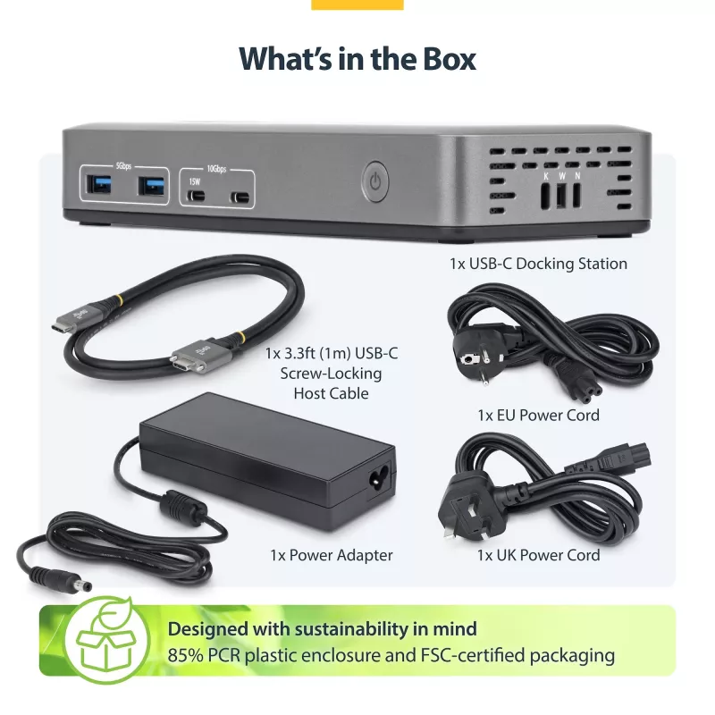 StarTech.com 199UE-USBC-DOCK sülearvuti dokk/pordireplikaator Juhtmega USB 3.2 Gen 2 (3.1 Gen 2) USB-C Hall