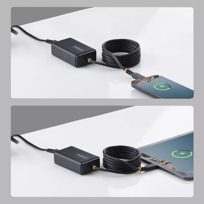 StarTech.com 65 W USB-C sülearvuti laadija, 1,5 m juhtmega USB-C kaabel, toiteadapteri plokk Dellile, XPS-ile, HP ProBookile, MacBook Prole, Microsoft Surface Prole