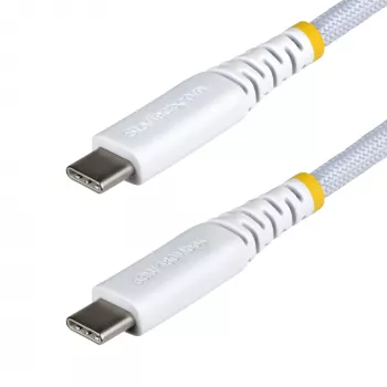 StarTech.com 2 m valge USB-C laadimiskaabel, 60 W (3 A) PD, kahekihiline punutud nailon/TPE kate, vastupidav USB-C laadimisjuhe, USB 2.0 sülearvuti laadijakaabel
