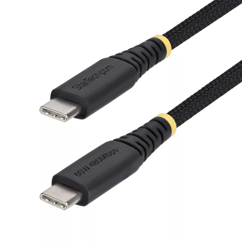 StarTech.com 30 cm (1 jalg) USB-C laadimiskaabel, 60 W (3 A) PD, kahekihiline põimitud nailon/TPE ümbris, töökindel USB C laadimisjuhe, USB 2.0 sülearvuti laadijakaabel