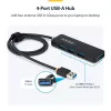 StarTech.com 4-pordiline USB-A jaotur, 5 Gbit/s, siiniga toitega, USB-A kuni 4x USB-A minijaotur, eriti pikk 2 jala/61 cm hostkaabel, PCR-plastik, kaasaskantav töölaua-/sülearvuti USB-jaotur