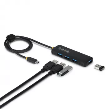 StarTech.com 4-pordiline USB-C jaotur, 5 Gbit/s, siinivõimsusel, USB-C kuni 4x USB-A minijaotur, eriti pikk 2 jalga/61 cm hostikaabel, PCR-plast, kaasaskantav laua-/sülearvuti USB-jaotur