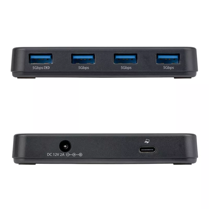 StarTech.com 4-pordiline USB-A jaotur, 5 Gbps, isetoitega, 2-ühes USB-C ja USB-A hostikaabel, 1 BC 1.2 laadimisport, 24 W toiteadapter kaasas, MacBook ja Windows