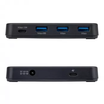 StarTech.com 4-pordiline USB-C ja USB-A jaotur, 5 Gbps, isetoitega, 2-ühes USB-C ja USB-A hostikaabel, 1x USB-C ja 3x USB-A (1x BC 1.2), 36 W toiteadapter kaasas