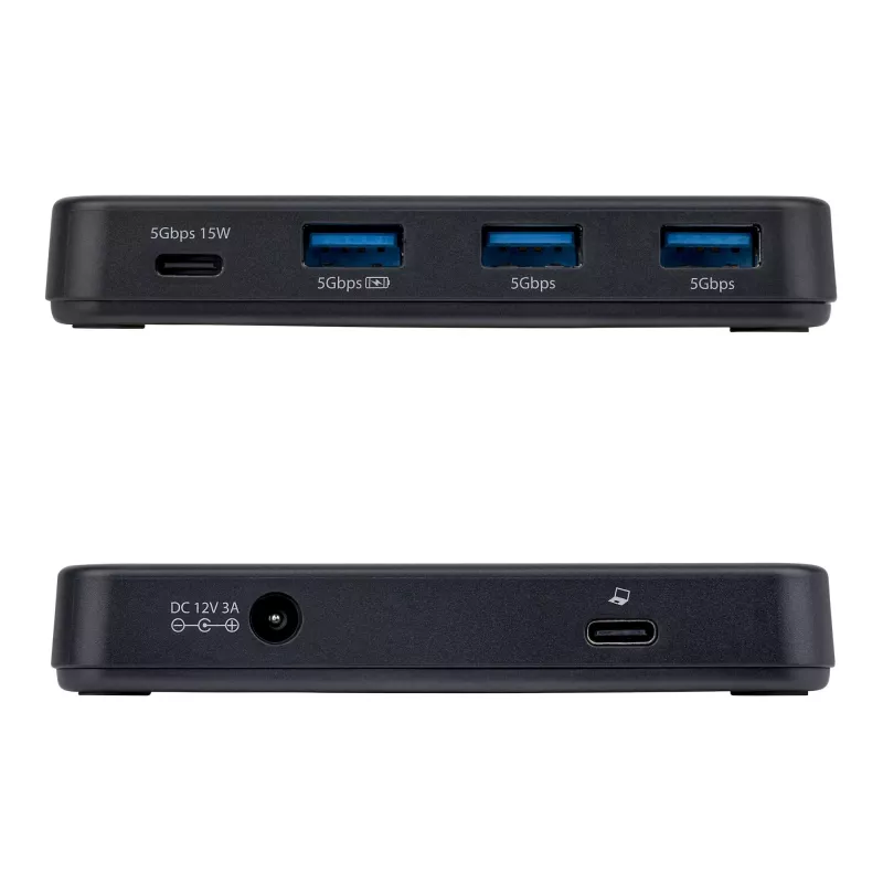 StarTech.com 4-pordiline USB-C ja USB-A jaotur, 5 Gbps, isetoitega, 2-ühes USB-C ja USB-A hostikaabel, 1x USB-C ja 3x USB-A (1x BC 1.2), 36 W toiteadapter kaasas
