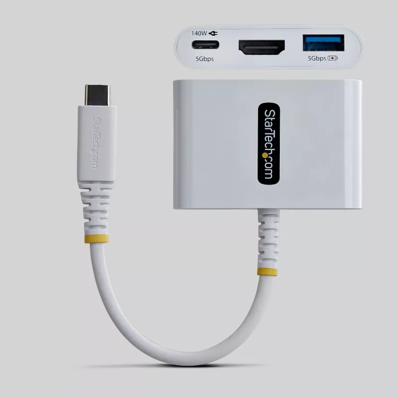 StarTech.com USB-C HDMI-le mitme pordiga adapter 140W PD laadimisega, 4K 60Hz HDMI, USB 5Gbps jaotur, minidokk MacBook / Dell / Thinkpad / HP / iPad / tahvelarvutitele