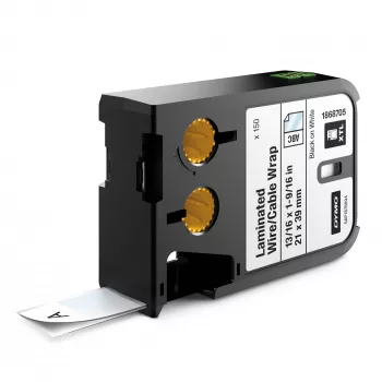 DYMO XTL lamineeritud kaablikleebis | 21 mm x 39 mm | Must valgel