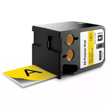 DYMO XTL universaalsed vinüülsildid | 54 mm x 7 m | Must kollasel