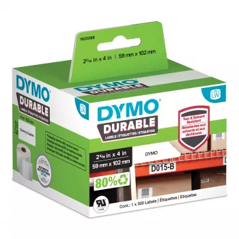DYMO Originaal LabelWriter Vastupidavad Sildid | 59mm x 102mm | Valge Polüpropüleen | 300 Isekleepuvat Silti | Kõrge Jõudlus | LabelWriter Sildivalmistajatele
