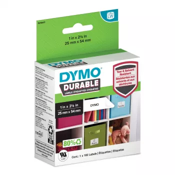 DYMO Originaal LabelWriter vastupidavad sildid | 25 mm x 54 mm | Valge polüpropüleen | 160 isekleepuvat silti | Suure jõudlusega | LabelWriteri sildivalmistajatele