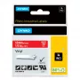 DYMO Rhino tööstuslikud vinüülsildid | 12 mm x 5,5 m | Valge trükk punasel | Iseliimuv | LabelManageri ja Rhino sildivalmistajatele