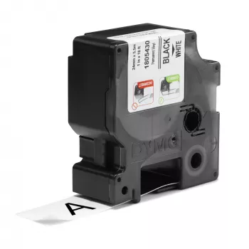 DYMO Rhino tööstuslikud vinüülsildid | 24 mm x 5,5 m | Must trükis valgel | Isekleepuv | LabelManageri ja Rhino sildivalmistajatele