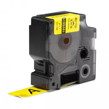 DYMO Rhino tööstuslikud vinüülsildid | 24 mm x 5,5 m | Must trükk kollasel | Isekleepuv | LabelManageri ja Rhino sildiprinteritele