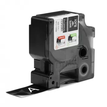 DYMO Rhino tööstuslikud vinüülsildid | 24 mm x 5,5 m | Valge trükk mustal | Isekleepuv | LabelManageri ja Rhino sildivalmistajatele