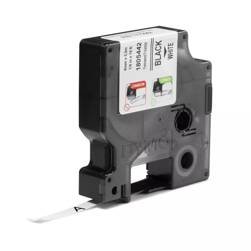 DYMO Rhino Industrial püsivad polüester-sildid | 6 mm x 5,5 m | must trükis valgel | isekleepuv | Rhino ja LabelManager sildimasinatele