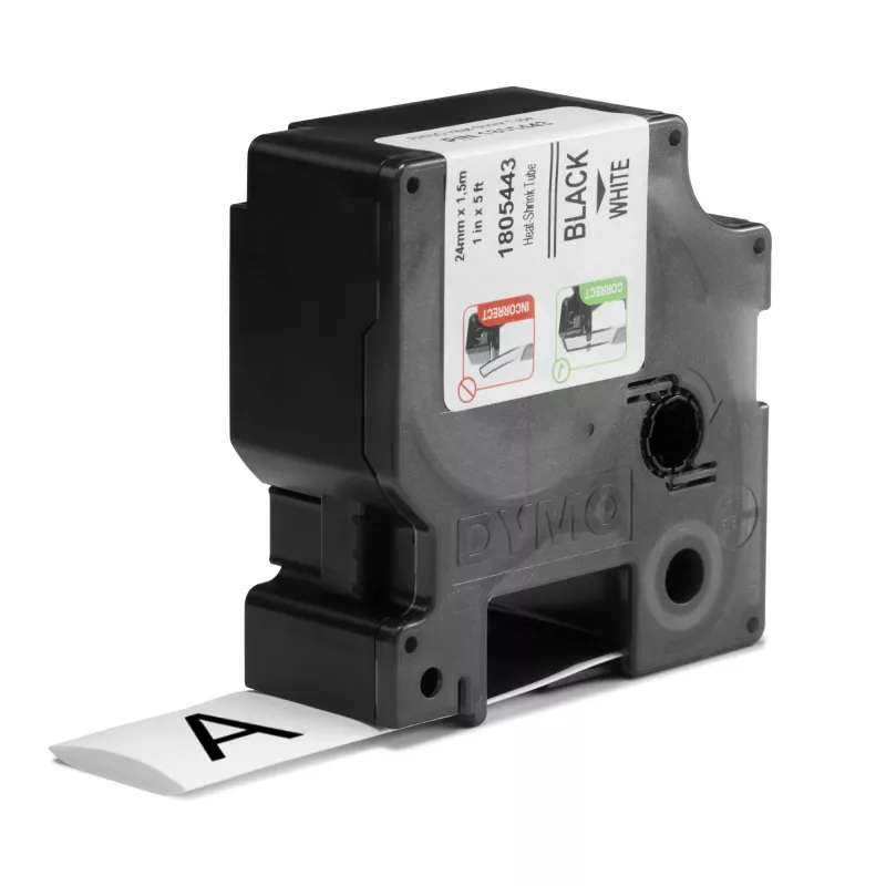 DYMO Rhino tööstuslikud termokahanevad kaablisilditorud | 24 mm x 1,5 m | Must trükk valgel | Isekleepuv | Rhino sildivalmistajatele