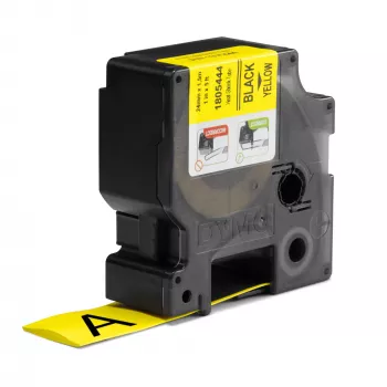 DYMO Rhino tööstuslikud termokahanevad kaablisildi torud | 24 mm x 1,5 m | Must trükk kollasel | Rhino sildivalmistajatele