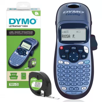 DYMO LetraTag LT-100H pihu siltmaker | ABC-klaviatuuriga sildiprinter koos hõlpsasti kasutatava 13-märgilise LCD-ekraaniga | koju või kontorisse | sinine