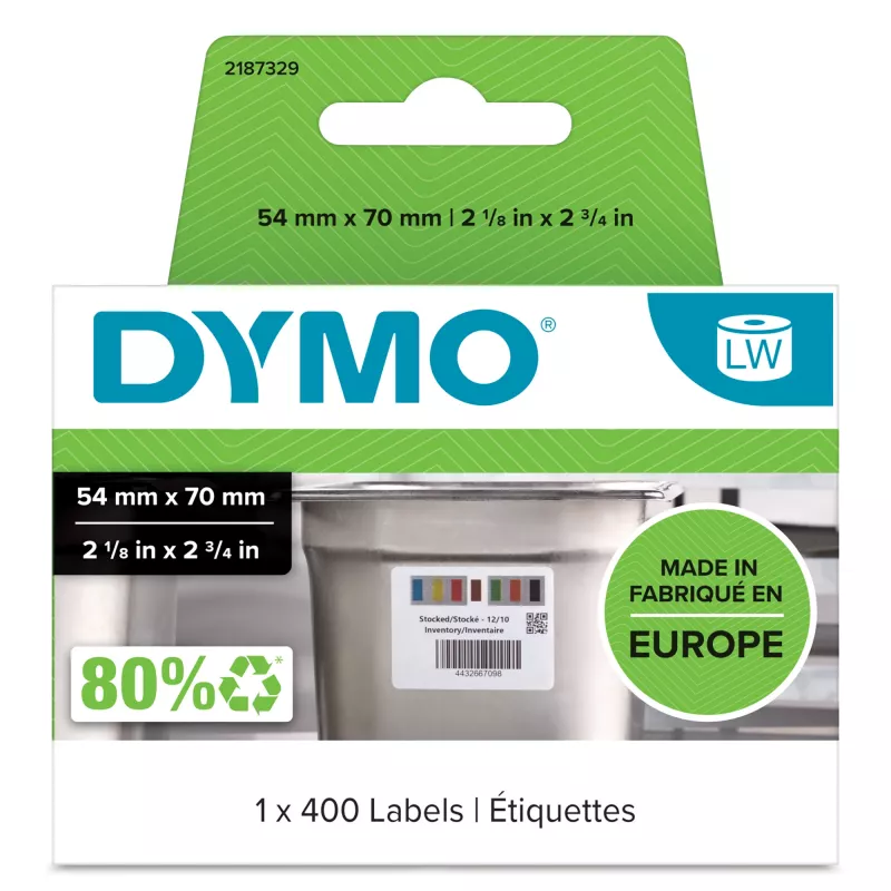 DYMO Authentic LabelWriter varude rotatsiooni sildid toiduainetööstusele | 54 mm x 70 mm | 400 värvikoodiga isekleepuvat silti | LabelWriter sildimasinatele