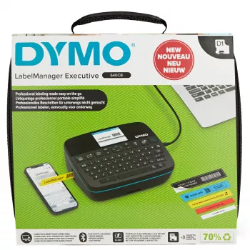 DYMO LabelManager Executive 640 CB kaasaskantav sildiprinteri komplekt kandekoti ja 3 sildikassetiga | Kompaktne QWERTY sildivalmistaja | Bluetooth- ja USB-ühenduvus | Ühildub D1-siltidega