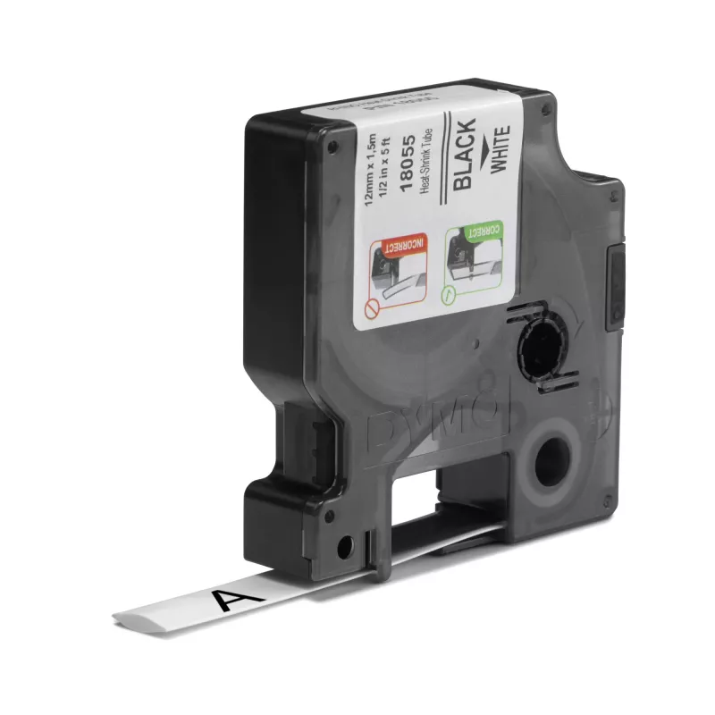 DYMO Rhino Industrial kahanevad kaablisildi torud | 12 mm x 1,5 m | must trükk valgel | Rhino sildimasinatele