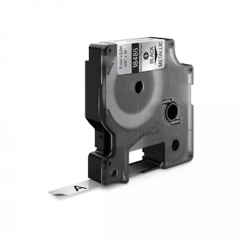 DYMO Rhino tööstuslikud püsivad polüestri sildid | 9 mm x 5,5 m | must trükk metallikul | isekleepuv | Rhino ja LabelManager sildivalmistajatele