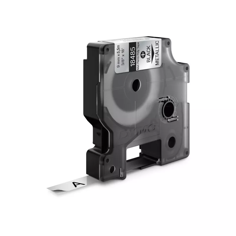 DYMO Rhino tööstuslikud püsivad polüestri sildid | 9 mm x 5,5 m | must trükk metallikul | isekleepuv | Rhino ja LabelManager sildivalmistajatele