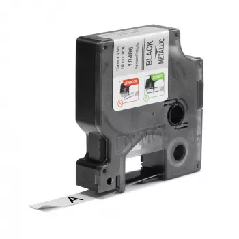 DYMO Rhino tööstuslikud püsivad polüestersildid | 12 mm x 5,5 m | Must trükk metallikul | Rhino ja LabelManager silditegijatele