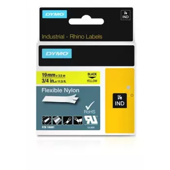 DYMO Rhino Industrial paindlikud nailonkleebised | 19 mm x 3,5 m | must trükk kollasel | isekleepuv | Rhino ja LabelManager sildivalmistajatele