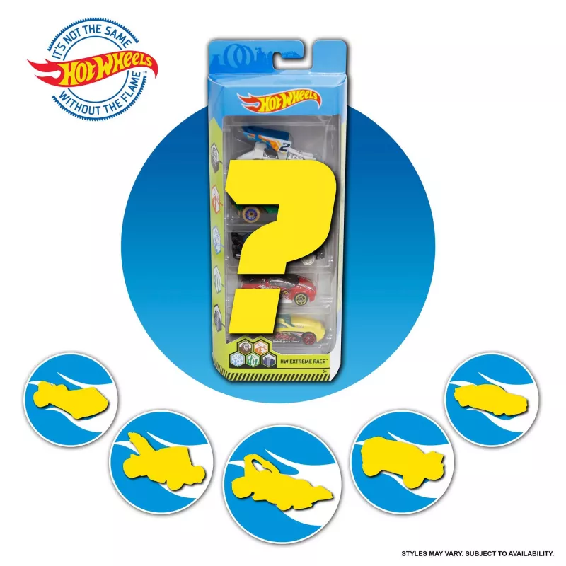 Hot Wheels 5-autokomplekti sortiment, Sõidukikomplekt, 3 a, Assortii värvid