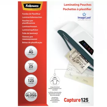 Fellowes ImageLast A5 125 Mikronit lamineerimiskott – 25 tk pakend, läikiv, läbipaistev, A5, 0,125 mm, 218 mm, 1 mm