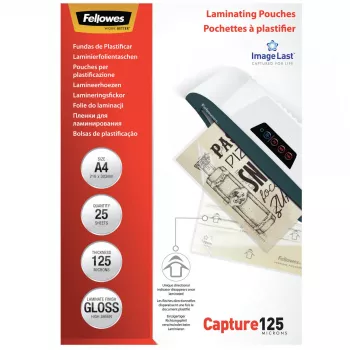Fellowes ImageLast A4 125 Micron lamineerimistasku - 25 tk pakend, Läikiv, Läbipaistev, A4, 0,125 mm, 310 mm, 214 mm