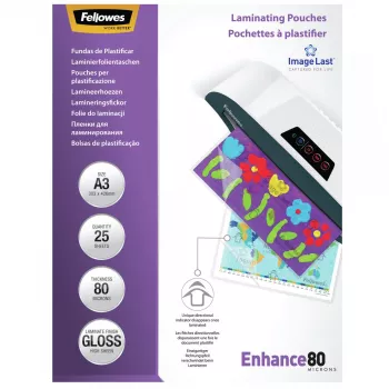 Fellowes ImageLast A3 80 Micron Lamineerimistasku - 25 tk pakendis, Läikiv, Läbipaistev, A3, 0,08 mm, 430 mm, 1 mm