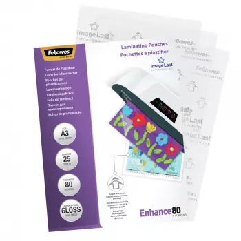 Fellowes ImageLast A3 80 Micron Lamineerimistasku - 25 tk pakendis, Läikiv, Läbipaistev, A3, 0,08 mm, 430 mm, 1 mm