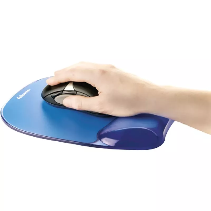 Fellowes'i hiiremati randmetugi - Crystals geelhiirematt libisemiskindla kummialusega - ergonoomiline hiirematt arvutile, sülearvutile, kodukontorisse - ühildub laser- ja optiliste hiirtega - sinine