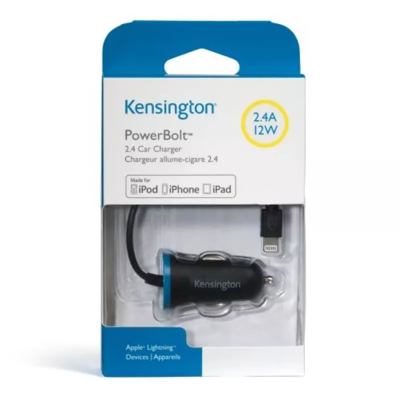 Kensington PowerBolt™ 2.4 autolaadija — Must, Auto, Sigaretisüütaja pesa, 1 m, Must
